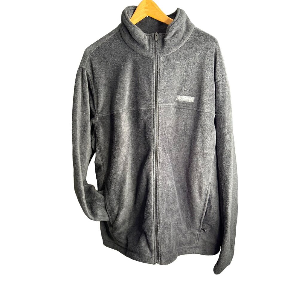 Columbia Mens Small Full Zip Fleece Jacket Gray Black Fall Winter Unisex New